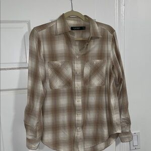 Ralph Lauren Women's Brown Plaid Button Down Shirt